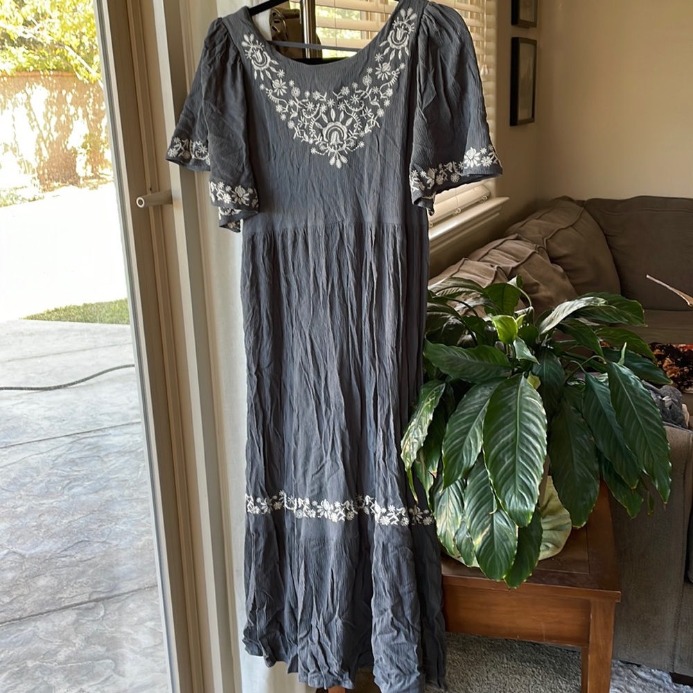 Blue boho maxi dress